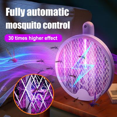 China Mosquito-Killing Lamp Viable Electric Shock Rotating Electric Shock Swatter Handheld Rechargeable Mosquito Racket for sale