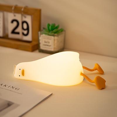 China Cute Modern Touch Control Duck Silicone Sleep Lamp Smart Bedside Night Lamp Gifts For Kids Baby for sale