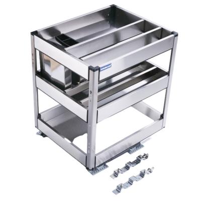 China Modern High Quality Wholesale Cheap Kitchen Accessories 201 Stainless Steel Kitchen Pull Out Drawer Basket for sale