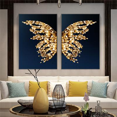 China Customized Gold Butterfly Canvas Painting Wall Art Decoration Abstract Painting Custom Giclee Print for sale