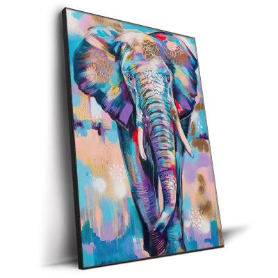 China Wholesale Waterproof+ECO-Friendly High Resolution Creative Design Colorful Elephant Rolled Oil Painting Art Canvas Prints Wall Artwork For Home Decor for sale