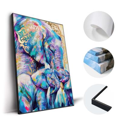 China Newest Customization Customization 2022 Elephant Animal Oil Painting Custom Custom Print Colorful Picture On Canvas Wall Art For Home Decor for sale