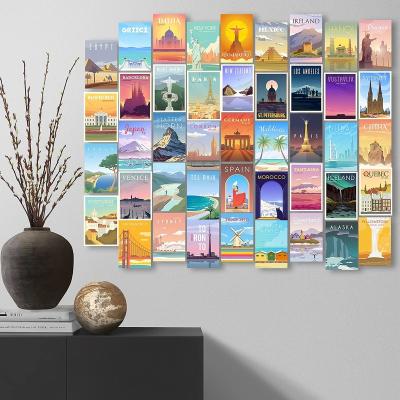 China Personalized Customization Vintage Travel City Posters Collage Kit For Wall Paper Poster Set Paining Art Wall Decoration for sale