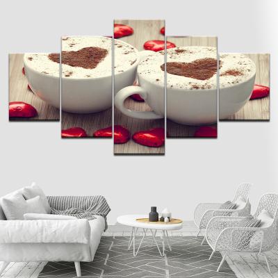 China Personalized Custom Personalization 5 Panel Coffee Bean Canvas Rolled Print Wall Art For Kitchen for sale