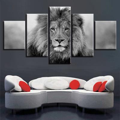 China Waterproof+ECO-Friendly Competitive Price Custom 5 Panels Painting Wall Art Stretched on Sight Print Canvas Wood Painting for Living Room Decor for sale