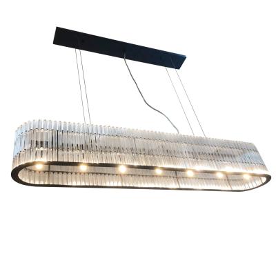 China Modern Fixture 3 Color Ceiling Light Hotel Crystal Chandelier Black Rectangle Glass Pendant Lamp for Dining Room Kitchen Island for sale