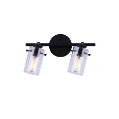 China Industrial 2-Light Bathroom Vanity Light Fixtures With Seeded Glass Industrial Wall Mounted Vanity Lights for sale