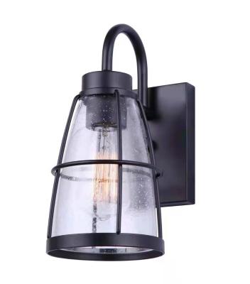 China Industrial Modern Bathroom Vanity Light 1-Light Lamp in Black, Farmhouse Wall Light Fixture with Glass Shades Seeded Indoor Wall Lamp for sale