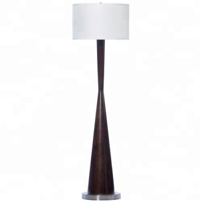 China Decoration USA Hotel Black Wooden Floor Lamp With Fabric Shade And Switch Base for sale