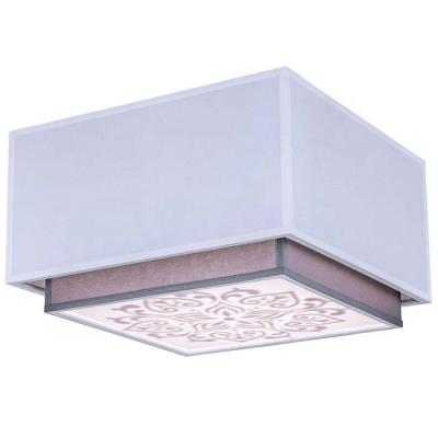 China Square Modern Hotel Bedroom Ceiling Lamp With Double White Fabric Shades for sale