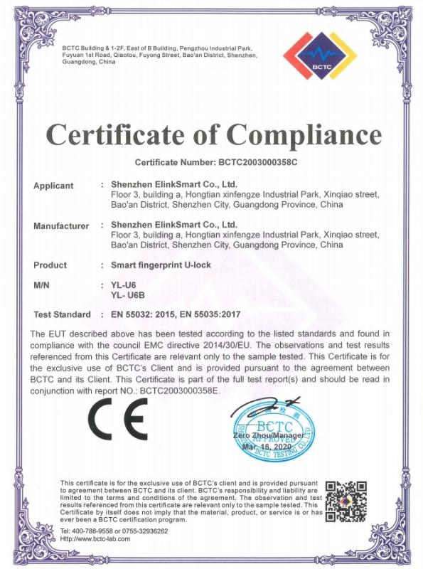 CE - Shenzhen Elink Smart Co., Ltd.