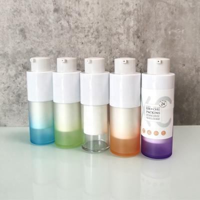 China 15 30 50ml Matte Clear Face Serum Colors Double Wall Cosmetic Lotion Base Airless Plastic Twist Up Pump Bottle for sale