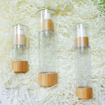 China Packaging Bottles Refillable Luxury Skin Care Bottle Shampoo Pump Bamboo Airless Cosmetic for sale