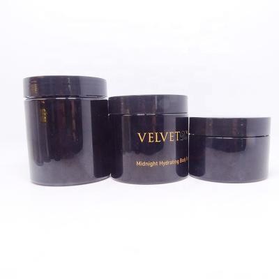 China Custom Logo 50g 100g 200g 250g 500g Cosmetic Container Black Plastic Canning Hair Solid Perfume Cosmetic 8 Ounce Scrub Cream Jar for sale