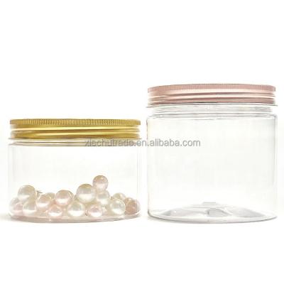 China Cosmetic Custom Label Clear Wigs Extension Repackage Soap Solid Plastic Jars Packaging Container With Pink Aluminum Lid for sale