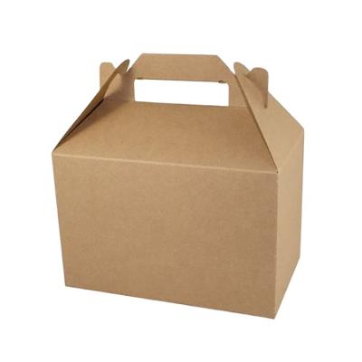 China Recyclable Kraft Paper Craft Cake Box Custom Printing Logo Wedding Box Packaging With Handle Brown for sale