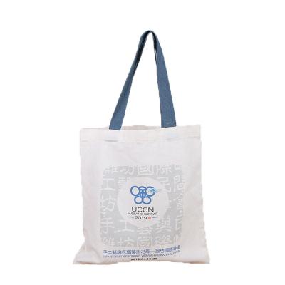 China Wholesale Custom Made Natural Canvas Handled Tote Bag Printing Logo Cotton Recyclable Handled Thick for sale