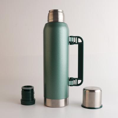 China Double Wall 18/8 Stainless Steel Vacuum Flask PORTABLE Water Bottle 304 Large Capacity 1300ml With Handle Grip Travel Mug Camp for sale