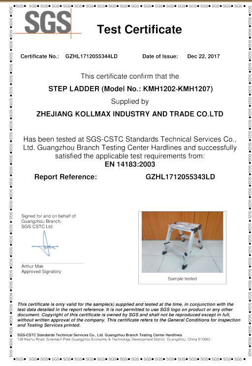 CE - Zhejiang Kollmax Industry&Trade Co., Ltd.