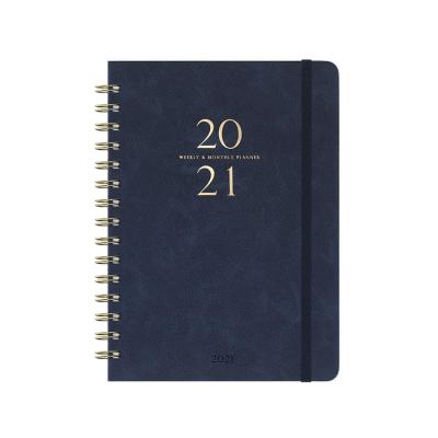 China Custom Hardcover Spiral Notebook Journal Customized 2021 Weekly Planners Diary Agendas for sale