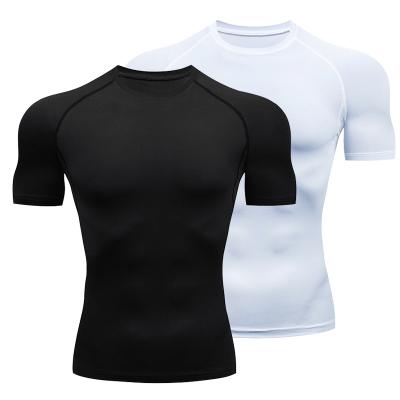 China Men's Compression Short Sleeve Shirt Anti-Wrinkle Plain T-shirt Football Fitness Tank Top Gym Sportswear Tight Quick Dry Running Breathable Gym for sale