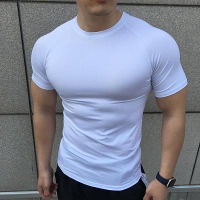 China High Quality New Men's Summer Anti-wrinkle Sleeve Shorts Muscle Gym T-shirt Fitness Tops Clothing Big Size White Running Slim Fit Black T-shirt High Quality for sale