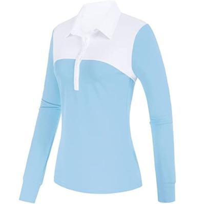 China Wholesale UV Golf Polo Shirts Anti-Wrinkle Factory Women Patchwork Anti-Wrinkle Long Sleeve Women's Patchwork Sports Sports Protective Polo Shirts for sale