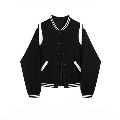 China 2023 new QUICK DRY high street women splicing casual hip hop baseball street loose stitching top jacket college uniform for sale