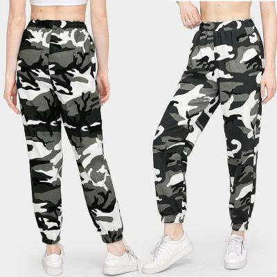 China Hot Fashion Women Anti-wrinkle Sport Long Pants Camouflage Pants Military Loose Elastic Waist Camouflage Casual Workout Harem Pants for sale