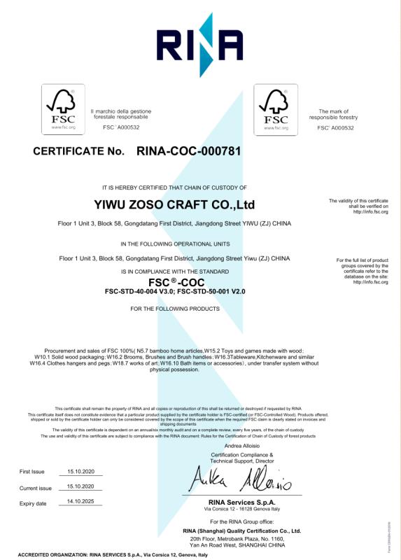 FSC - Yiwu Zoso Craft Co., Ltd.