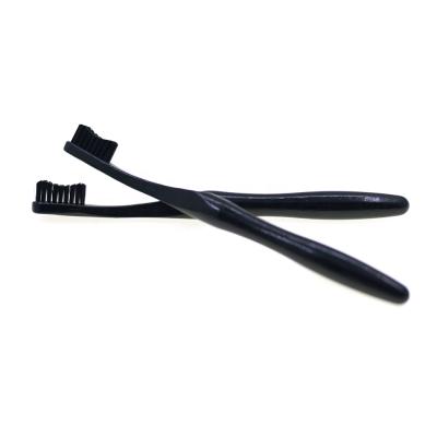 China Home Wholesale Tooth Cleaning Disposable Bamboo Black Round Handle Bamboo Toothbrush for sale