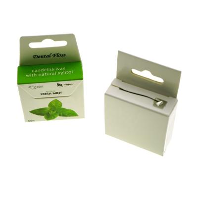 China Fresh Mint Favor 50m 610 Corn Nylon 100% Biodegradable Fiber Dental Floss In Recycled Paper Box for sale