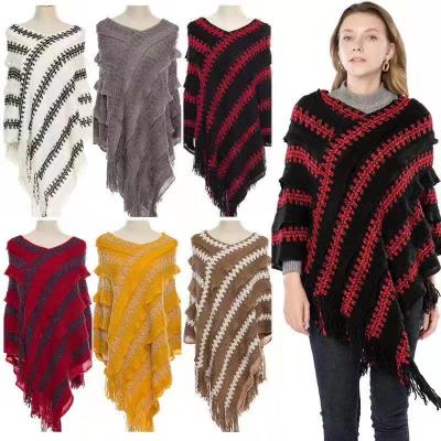 China Poncho Fashion Woman Poncho Knitted Wear Cape Woman for sale