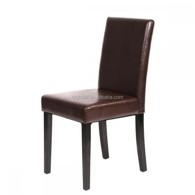 China Dining Chair Without Armrest Popular Modern Brown Dining Chair PU Leather Made In China Set Of Two for sale