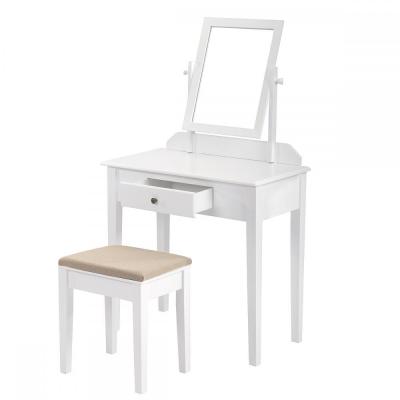 China PANEL New White Make Up Table And Wooden Jewelry Table Stool With Mirror for sale