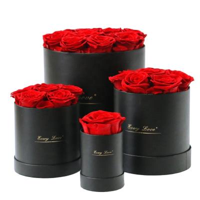 China 2022 Amazon Hot Sale Home Decor Handmade Preserved Roses In Box Everlasting Flower Rose In Round Box Valentine's Day for sale