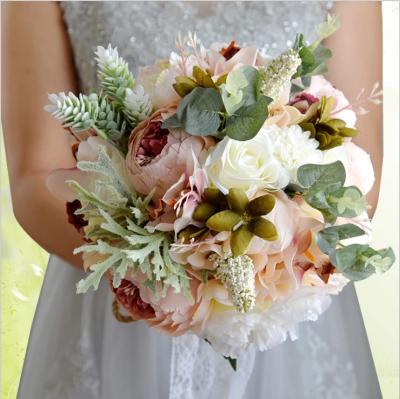 China 2021 Wedding Amazon Hot Selling Flowers Artificial Flower Wedding Bride Decorative Bouquet for sale