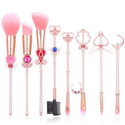 China Glitter Face Makeup Brush Set Pink Color For Girls Premium Synthetic Base Brush Blend for sale