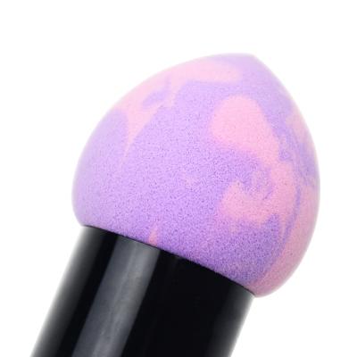 China Mini Cosmetic Tools Blender Makeup Powder Sponge Blender Facial Sponge With Plastic Handle Dispenser Marks For Makeup for sale