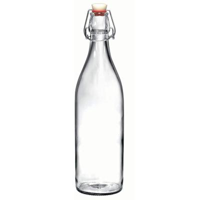 China Sustainable Flip Top Glass Bottles 1 Liter - Giara Glass Bottles With Stopper - Flip Top Water Bottles - Clear for sale