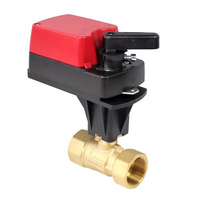 China With Damper DN32 Two Way Electric Motor Control Ball Valve Water Rotary Electric Valve With Damper 6Nm Actuator for sale