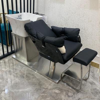 China Traditional fashion and luxury shampoo chair thickened cushion half-lying design can be given free foot chair can be customized color for sale