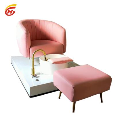 China New Design European Nail Pedicure Chair Flannel Type, Customizable Low Foot Tub With Drainage Pump for sale