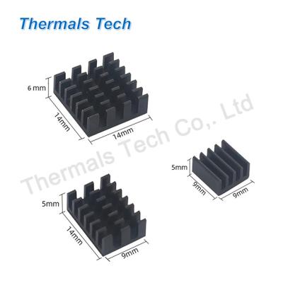 China Raspberry Pi Raspberry Pi Extruded Aluminum Black Heat Sink With 14*14*6 mm, 9*9*5 mm for sale