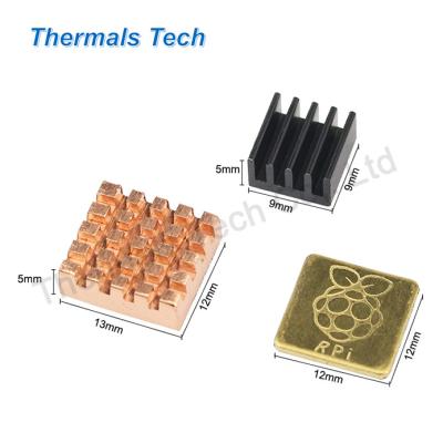 China Raspberry pi 13*12*5 mm copper and 12*12 mm copper raspberry heatsink block for raspberry pi 2 3 4 B+ for sale