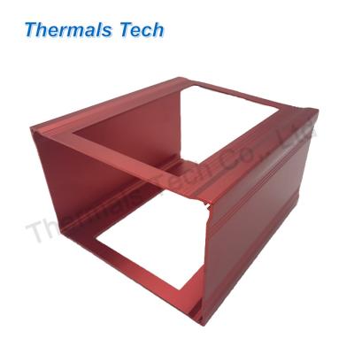 China High Quality Red Electronic Aluminum Extruded Heatsink OEM Case Enclosure For Amplifier Shell for sale