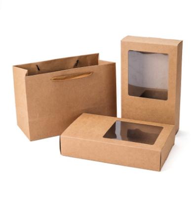 China High Quality Recycled Materials Custom Logo Kraft Paper Drawer Box With PVC Die Cut Window for sale