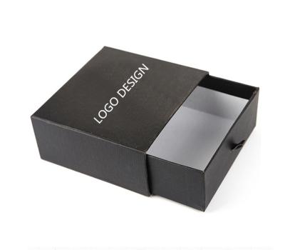 China Recycled Materials Wholesale Matte Black Cardboard Sliding Drawer Luxury High Quality Paper Packaging Style Small Gift Box With Custom Logo for sale