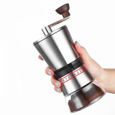 China Italy Style Yiwu Camping Driver Stainless Steel Eco-friendly Classical Glass Ceramic Burrs 8 Crank Optional Adjustable Coffee Grinder for sale