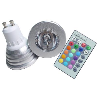 China 3W No UV, IR Radiation GU10 3W Remote Control 16 - Color RGB LED Bulbs Spotlights for sale